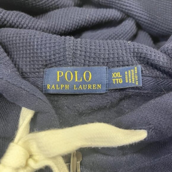 Polo Ralph Lauren Hoodie Mens 2XL Full Zip Sweatshirt Drawstring Cotton Blend - Picture 2 of 9